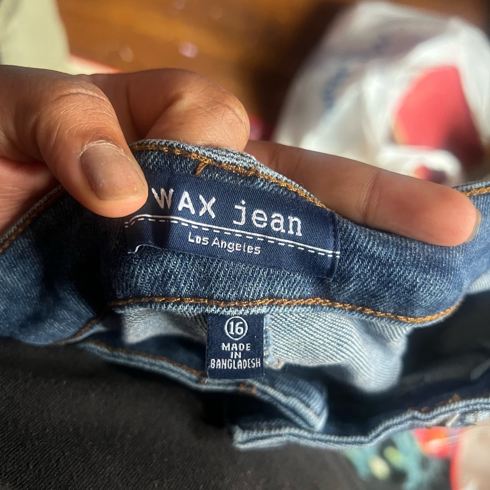 wax jean distressed blue jeans